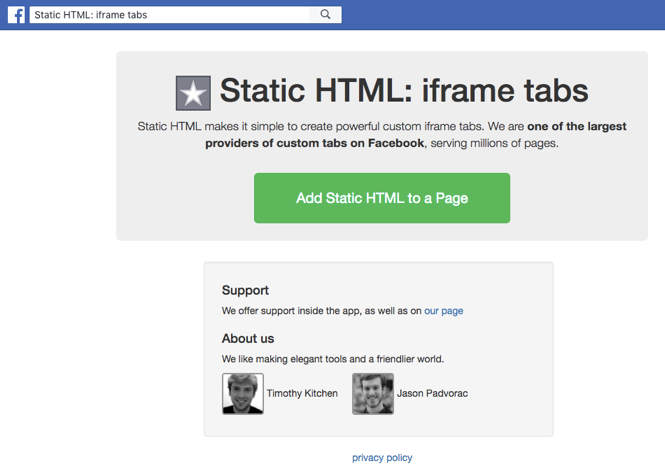 static html iframe tab