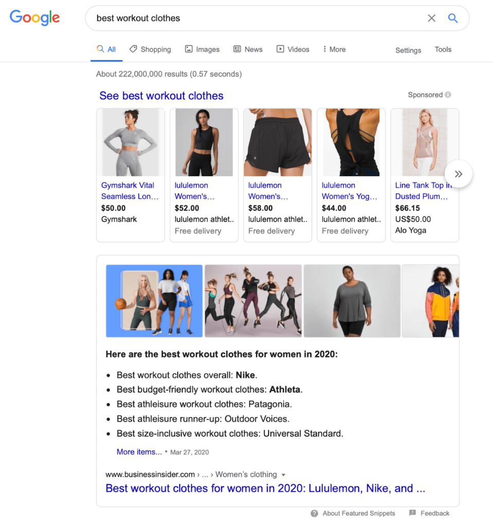 example of google snippet