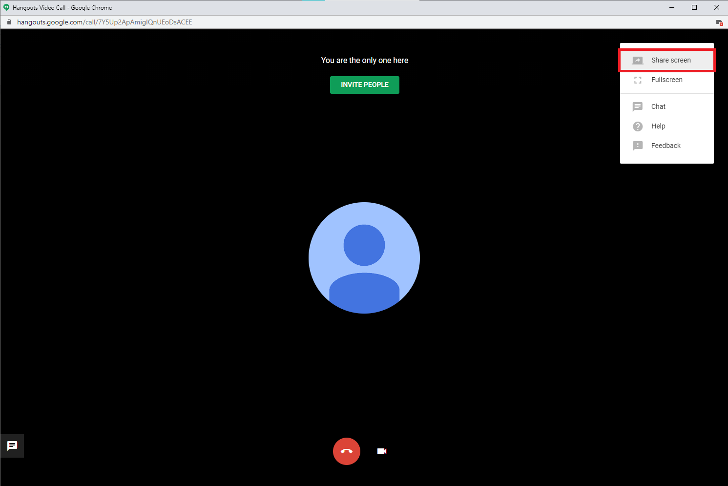google hangouts share screen with chat